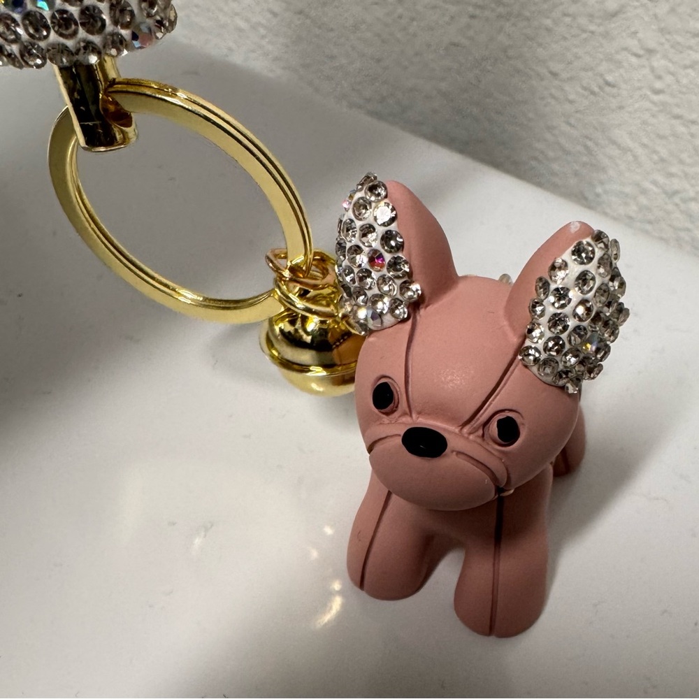 Pink Dog Keychain/bag charm with Rhinestone Ears